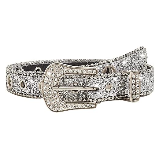 UTOWO Rhinestone Belt for Women Men, Western Cowgirl Cowboy Bling Studded Leather Belt for Jeans Pants (suit for waist 29-40")
