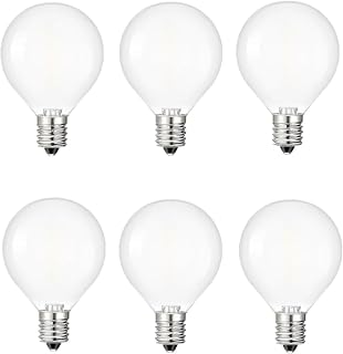 25 Watt E12 Candelabra Base Round Bulbs,G50 Light Bulbs for Full Size Warmer,Ceiling Fans With Lights,Chandelier,Decorative Vanity Lights,Sconce,120V Globe G16 1/2 Bulb,2700K Warm White,6 Pack
