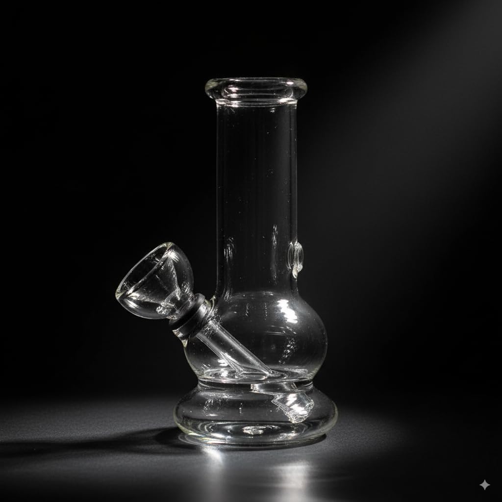 METIER® 5 Inch Mini Small Glass Bongsmoke Travel Friendly Portable Hookah Hukka Bongos bongs Bottle Pipe with Accessories Size 13cm Color Clear Transparent