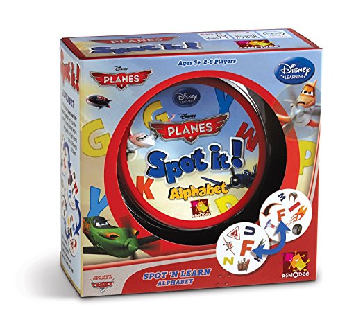 Spot It! Disney Planes: Alphabet Card Game - Fun Matching Game for Kids, Ages 3+, 2-8 Players, 10 Minute Playtime, Made by Zygomatic
