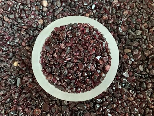 Image of 2 oz Lot Natural Semi Garnet Tumbled Gemstone Chips, Crushed Mini Crystals, Undrilled Crystal Chips (Garnet)