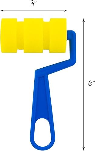 Miniatura 6 de Hygloss Juego de rodillos de pintura para niños, 4 rodillos de espuma únicos para diseños creativos, incluye bandeja de pintura, divertidas esponjas