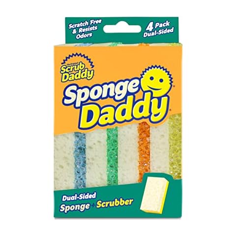 Scrub Daddy Sponge Daddy - Scratch-Free Multipurpose Dish Sponge - BPA Free & Made with Polymer Foam - Stain & Odor Resistant Kitchen Sponge (4 Count) Cover