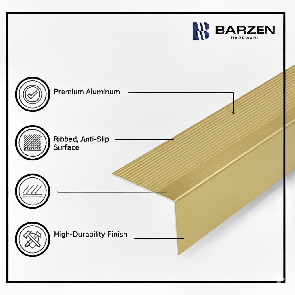 Stair Nosing, Stair Edge Protector, 48" Long Stair Nose Molding - Gold Finish - 48"