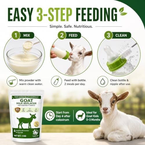 Image of Goat Milk Replacer Powder - 1kg | Milk replacer for Goat Kids and Sheeps | Vitamins and Minerals, Nutrient-Rich Formula - Bakra Feed