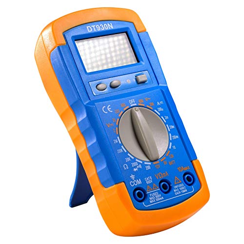 Image of Powerbuilt Digital Multimeter Tester with 52 inch Test Leads, Alligator Clamp Adapters, Battery & Charging System Diagnostic Tool, Rugged Case & Backlight - Test 1.5V /9V /12V Systems - 240315