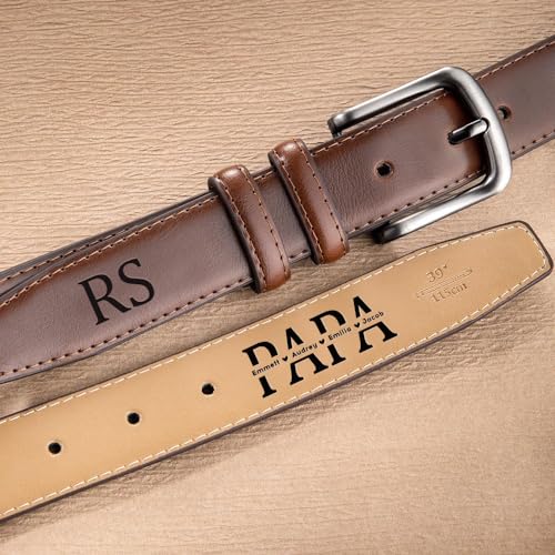 Custom Family Name Belt Grandpa Belt Papa Dad Belt Mens Leather Belt Fathers Day Gift for Him Personalized Engraved Belt for Men Dad Gift from Kids3