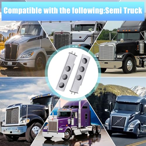 Image of Stainless Steel Mud Flap Hanger Set with 3M Aluminum Reflective Tapes, 2.5 inch Bolt Spring, 2-1 /2 inch Bolt Spacing 30 inch Length Rear Bar with Circle Light Cutouts, Loaded for Semi Trucks