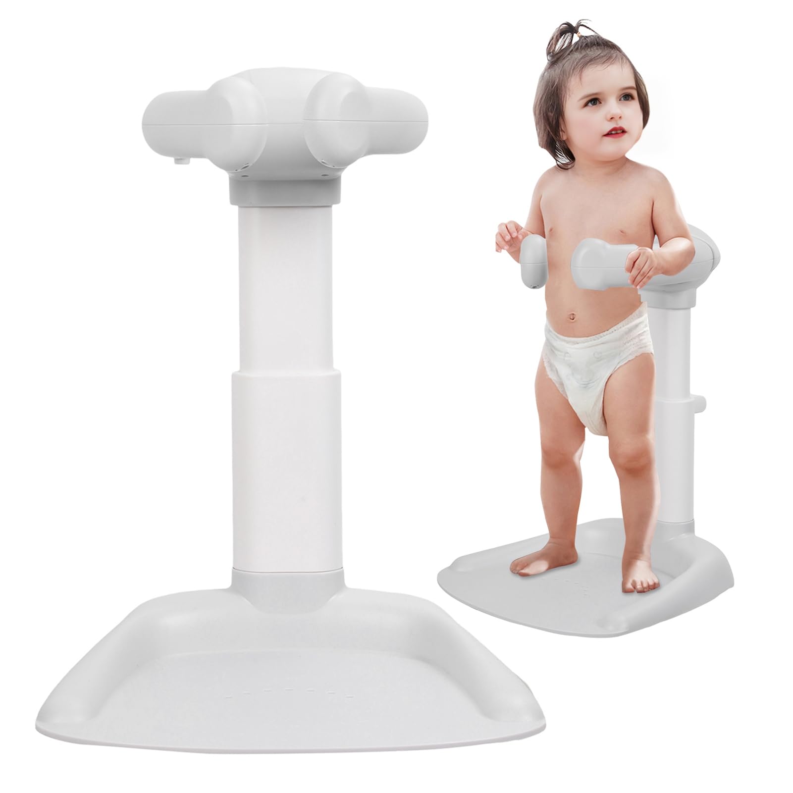 Baby Shower Stand Adjustable Height Infant Bath Standing Support with Anti-Slip Base Portable Bath Helper Hug Tower Bath