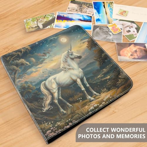 Álbum de fotos ALAZA con diseño de unicornio, tapa de cuero sintético PU, encuadernación con tres anillas, para bodas, viajes y recuerdos familiares miniatura 4