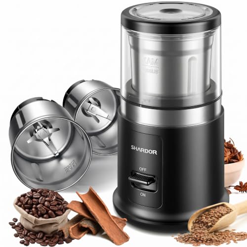 Image of SHARDOR Quiet Coffee Grinder Electric, 70g Removable Bowl Spice Grinder for Coffee Beans, Seeds and Grains, Super Silent Grinding Mill with 60dB Low Noise, 2.5oz Capacity, Black
