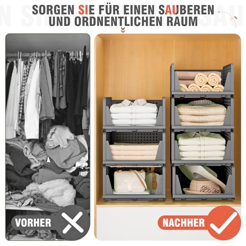 Neprock Schrank Organizer Kleiderschrank Organizer, 4 Pack Stapelbar Ordnungssystem Kleiderschrank Schubladenbox Closet Organizer… – Ansicht 4