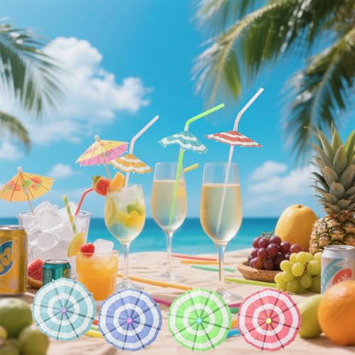 Haundry 24pcs pitillos con sombrilla círculo para cócteles miniatura 4