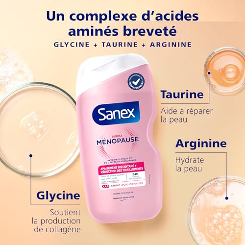 Sanex, Crème de Douche Derma Ménopause, Hydratation 24h, 425 ml – vue 4
