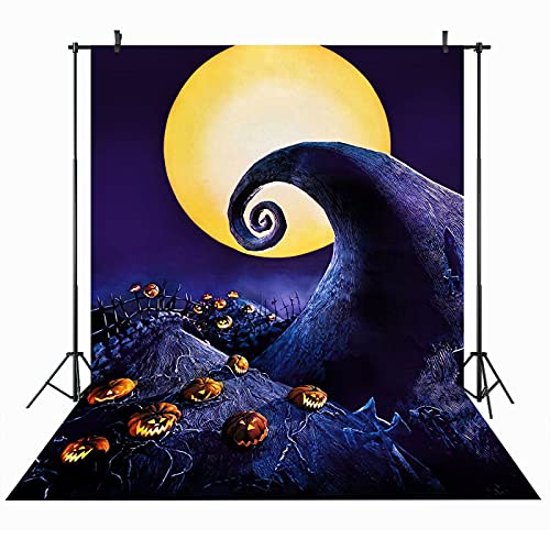 Maijoeyy 5x7ft Nightmare Before Christmas Backdrop for Halloween Party Photo Booth Vinyl Backdrop