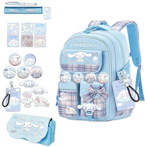 Roffatide Anime Kawaii Sac à dos avec 21pcs Accessoires Cartoon Voyage Esthétique Nouveau Semestre Sac cadeaux avec mignonnes épingles Sac à dos anti-vol...