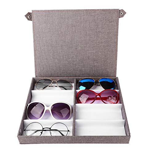 Caja para guardar gafas Joyero Gafas Caja De Almacenamiento Joyero Gafas De Sol Organizador 8 Ranuras Gafas Almacenamiento Gafas De Sol Exhibición Joyería Contenedor Caja Organizador Con Botón