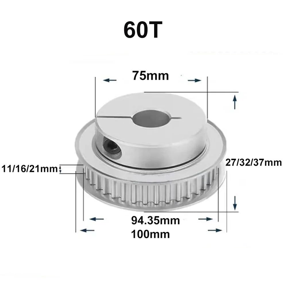 1 polea de sincronización de sujeción HTD 5M 50T/60T diámetro 10-25mm for correa de 15mm(Bore 10mm,60T (1pcs))