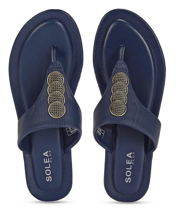 PARAGON K6015L Womens Navy Sandals | Stylish Slip on Flat Sandals with Cushioned Soles | Comfortable Everyday Sandals for Outdoor Use (B0CB6513HG) Amazon Price History, Amazon Price Tracker