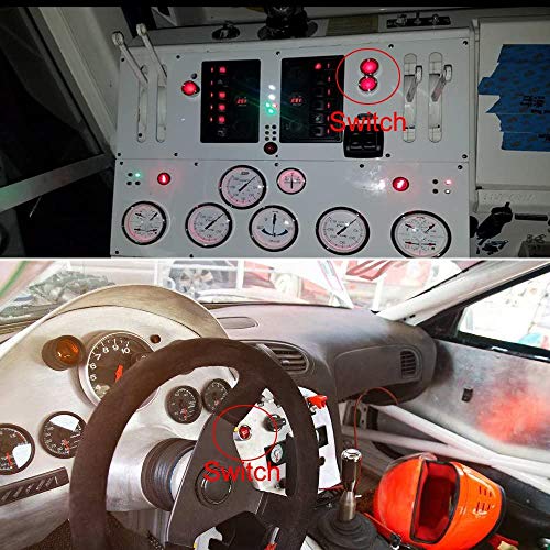 Qiilu 12V-24V 50A Car Vehicle Engine Start Push Button Switch Ignition Starter,Red Led Light,3P Spst,Off-(On) Momentary (Red) #TOP7