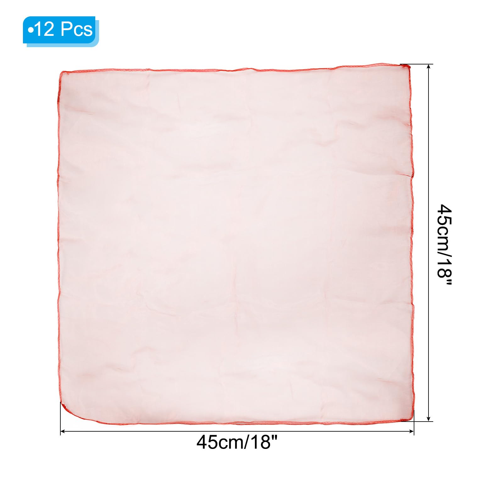PATIKIL Lot de 12 foulards de jonglage carrés pour la danse, 45,7 x 45,7 cm, pour jouer, jouer, musique, jonglage, habillage, rouge