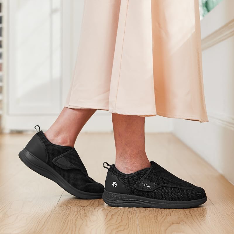 FitVille Diabetic Shoes for Women Extra Wide Walking Shoes Slip-On Orthopedic Shoes with Adjustable Strap for Swollen Feet Neuropathy - EasyTop Wings V2 - Image 2