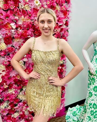 Image of Spaghetti Straps Short Homecoming Dress Beaded Sequin Bodycon Corset Mini Cocktail Party Gowns