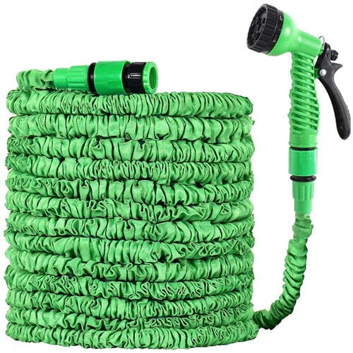 Expandable Flexible HOSEPIPE Garden Hose Pipe Magic Snake + Gun Green Watering (50FT)