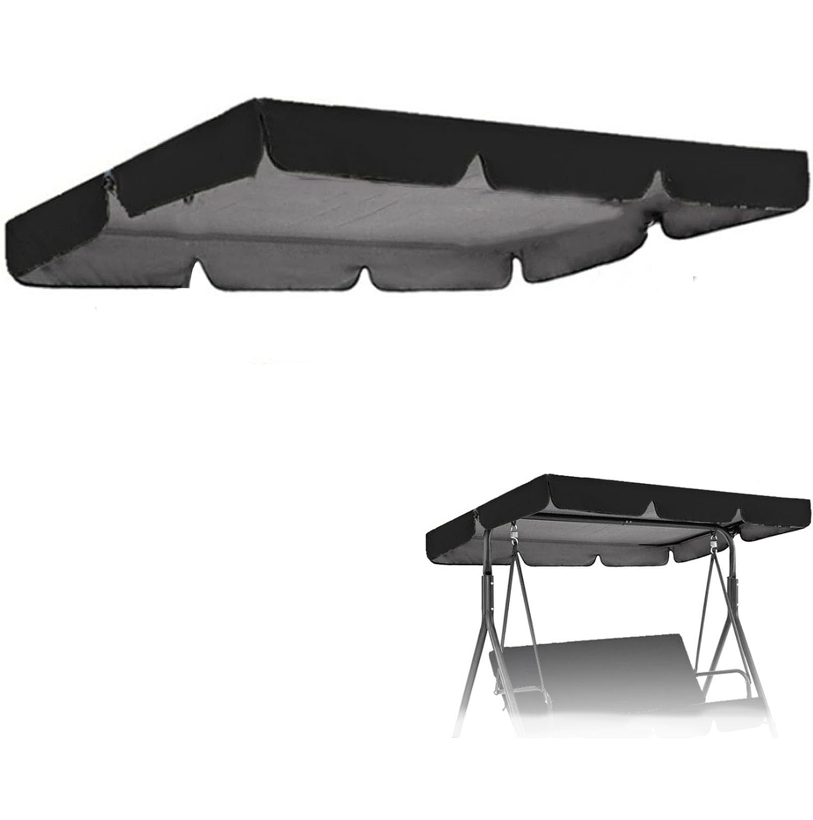 MXCZFC Swing Chair Canopy Replacement, Garden Swing Canopy Replacement,Waterproof Windproof Anti-UV Garden Swing Seat Canopy Cover Heavy Duty Rip Proof Hammock Cover Top,Black,142x120x18cm