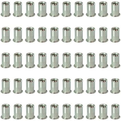 50 pcs Flat Head Stainless Steel (304) Pulling Rivet Nuts M4 M5 M6 M8 M10 Vertical Stripes Riv nuts Insert Nuts with Data Sheet