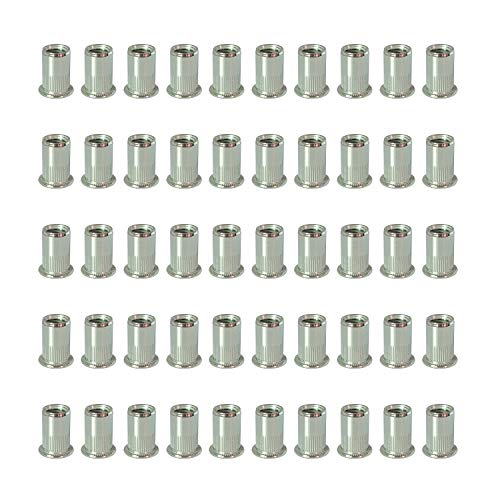 50 pièces écrou à sertir en Inox (304) M4 M5 M6 M8 M10 tête plate avec rayures verticales, avec fiche technique