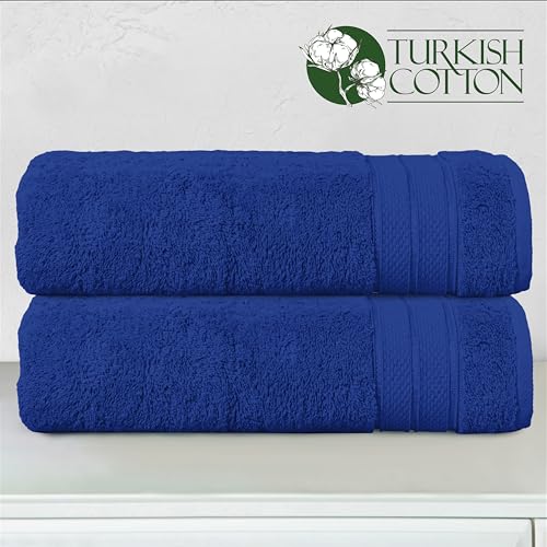 Image of Elegant Comfort Three Line Popcorn Towel Set for Bathroom 27 x 54 inches, Premium Hotel Quality 4-Pack Bath Towels, 100% Turkish Cotton, Soft and Durable, Quick Dry and Highly Absorbent, Cobalt Blue