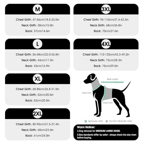 OUOBOB Hunde-Regenmantel XXL, wasserdichte Hunderegenmäntel für große Hunde mit Kapuze, Loch für die Leine, Reflektorstreifen, ideal für Labrador & Golden Retriever, Deutscher Schäferhund, Boxer
