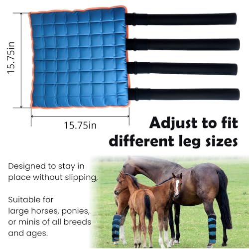 Horse Ice Boots for Horses, Cold Therapy Leg Wraps, Reusable Gel Bead Hot Cold Therapy Boots for Horse Leg Recovery, Soak to Expand Flexible Cooling Wrap, 15.75 x 15.75 in Pair - Thumbnail 5