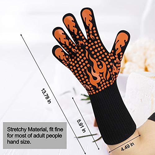 Image of Comsmart BBQ Gloves, 1472 Degree F Heat Resistant Grilling Gloves Silicone Non-Slip Oven Gloves Long Kitchen Gloves for Barbecue, Cooking, Baking, Cutting