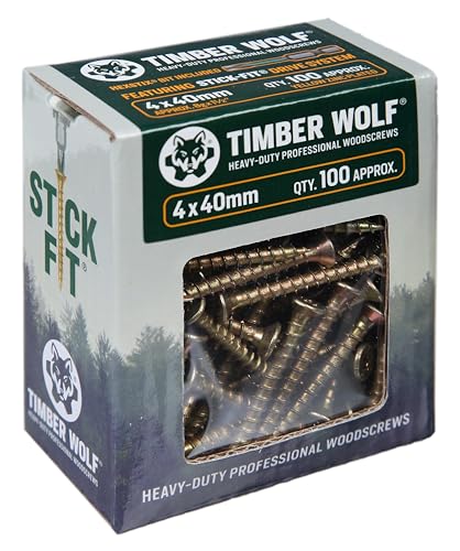 Timber Wolf TW40040 Woodscrews - 4.0 x 40mm - Box of 100 Zinc & Yellow (Gold)