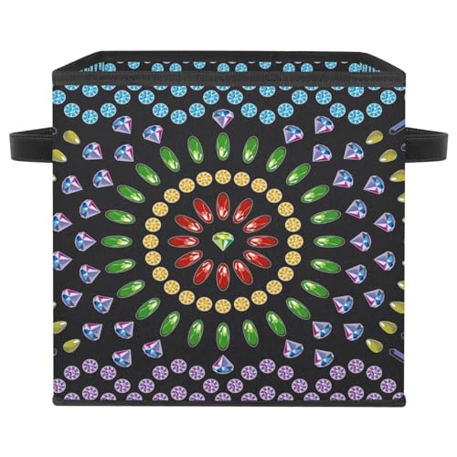 Boîte de rangement pliable cube en tissu coloré style bohème