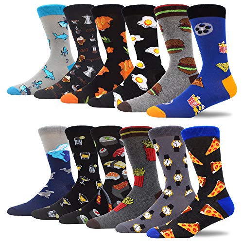 MAKABO Men's Fun Dress Socks Colorful Funny Novelty Casual Crew Socks Packs (Sock size: 13-15 | Shoe size: 12-16, MAUS08240-L)