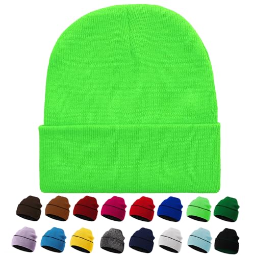 ZOORON 1Pack Unisex Reversible Beanie for Men Women Men's Warm Winter Hats Knit Cuff Beanie Cap,Reversible Double-Side-Wear