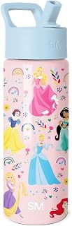 Simple Modern Disney Princess Kids Water Bottle & Toddler Cup | 18oz | Insulated Stainless Steel Princess Rainbows Toddler Water Bottle, Kids Tumbler with Straw | Spill Proof for School Girls Boys