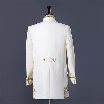 Men Court Embroidery Suits 3 Piece Casual Dress Suit Gold Prince Print Blazer Set Stylish Blazer & Vest & Pants