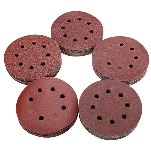 VIDOO 100szt 125mm 8 Otworów Krążki Ścierne Ziarnistość 60-240 Papier Ścierny