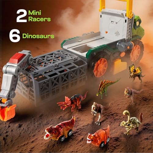 JOVA Vroomix Dinosaur Toy for Kids 2 3 4 5+ Year Old, Extra Large Dinosaur Monster Truck with Figures, T-Rex Toy with Launcher and Darts, Crane Arm & Tunnel, Jurassic Toy for Boys Birthday Gift - image 7