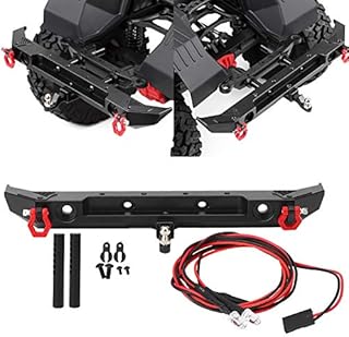 Vbestlife 2LED Lights Metal Rear Bumper with D-Rings Fit for Axial SCX10 III AXI03007 1/10 RC Car Model