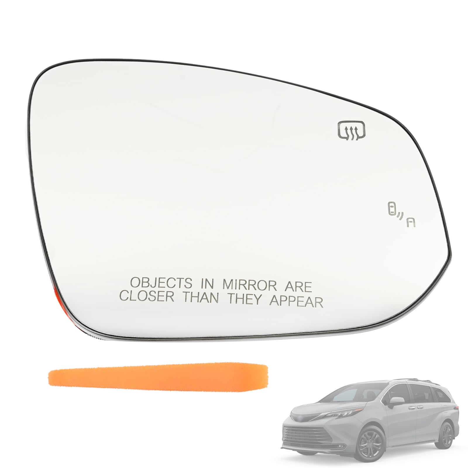 Photo 1 of Magimaker Right Passenger Side Mirror Glass w/BSD Heated Fit for Toyota Sienna (US) 2021 2022 2023 2024 2025 Replace Rear View w/Blind Spot Detection & Backing Plate w/o Auto Dimming