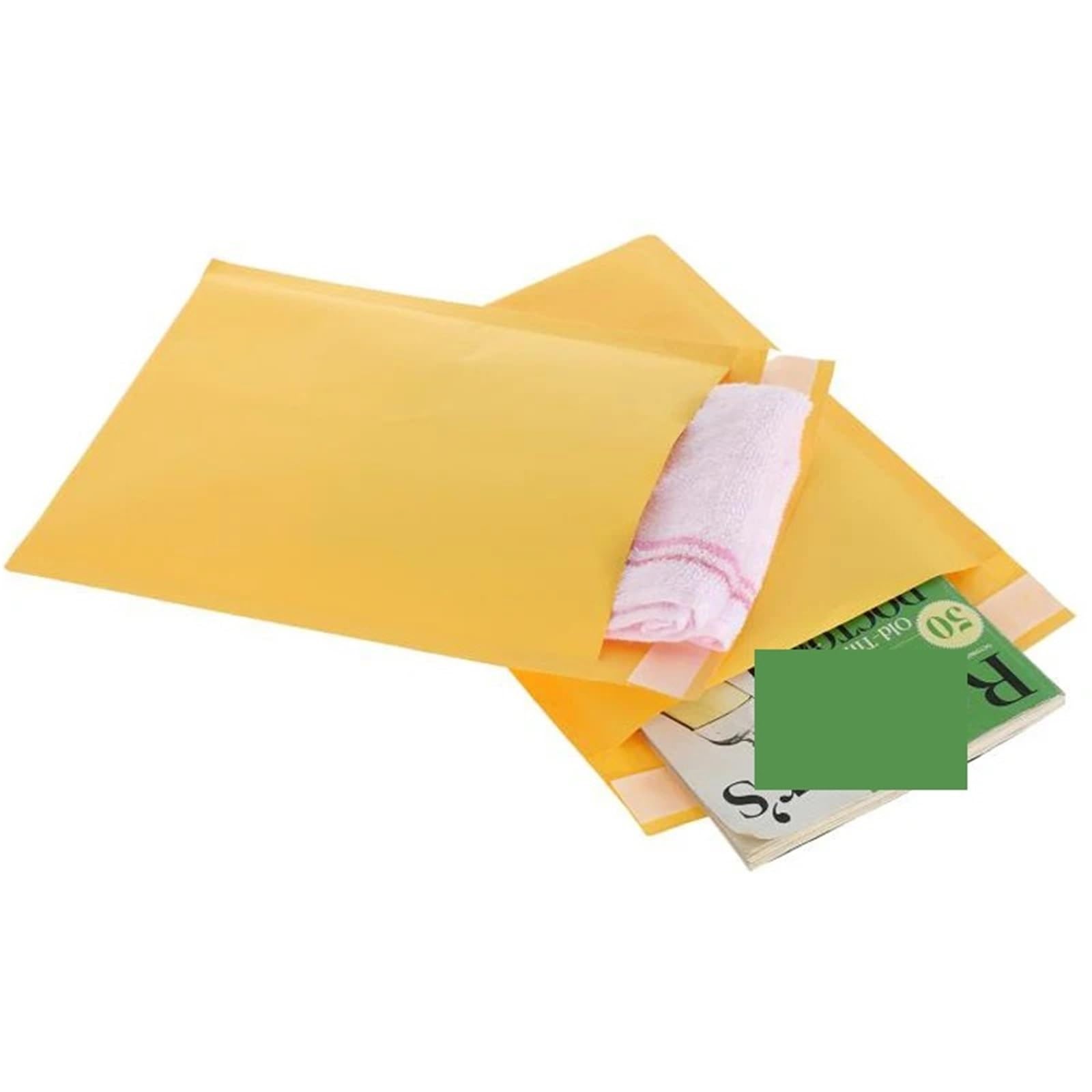 100 unids/Lote Bolsas de Sobres de Burbujas de Papel Kraft Sobres de envío Acolchados con Bolsa de Correo de Burbujas Varios tamaños Amarillo for Shipping Packaging Maile Self Seal(25x30cm)