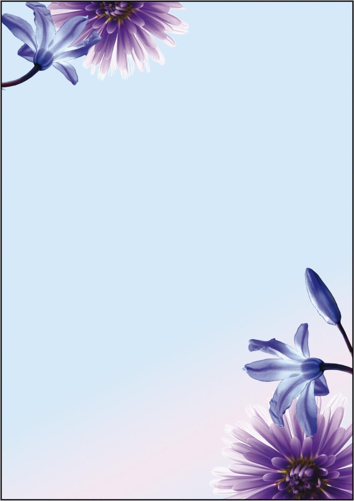 SIGEL DP903 Papier à lettres, 21 x 29,7 cm, 90g/m², fleurs du printemps, bleu et violet, 50 feuilles,