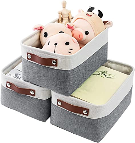 Mangata Panier de rangement en tissu, 3 boîtes de rangement pour la maison, la chambre à coucher, le dortoir, les vêtements, le maquillage (S, lot de 3)