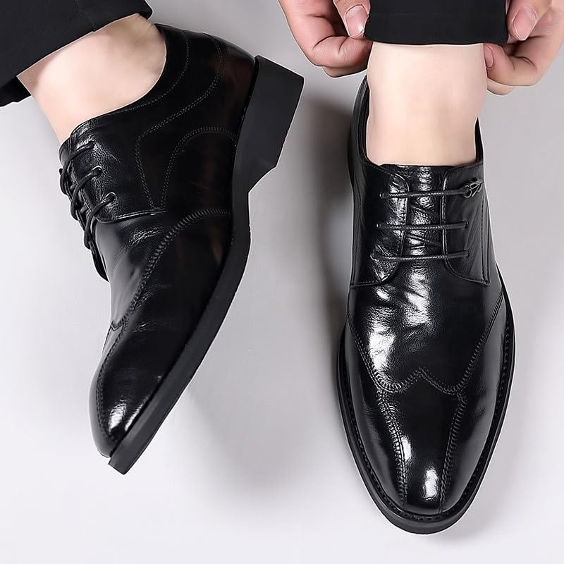 Men Dress Shoe Lace-up Modern Leather Business Casual Scale Pattern Comfort Formal Shoes3