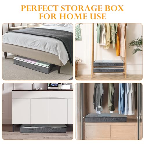 Cozary 3 Stück Unterbett Aufbewahrungsbox 75L, Unterbettkommode mit Sichtfenster, Umzugstaschen, Transporttasche, für Kleidung, Bettdecken und Bettwäsche,100x50x15cm